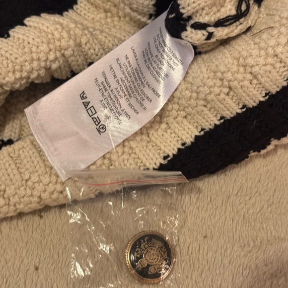 Maeve Anthropologie Sweater Women Medium Greta Polo Cardigan Black Cream NWT - Picture 4 of 9